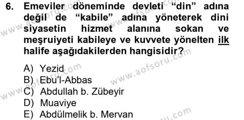 İslam Kurumları ve Medeniyeti Dersi 2012 - 2013 Yılı (Final) Dönem Sonu Sınavı 6. Soru