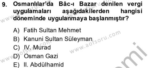 İslam Kurumları ve Medeniyeti Dersi 2013 - 2014 Yılı (Final) Dönem Sonu Sınavı 9. Soru