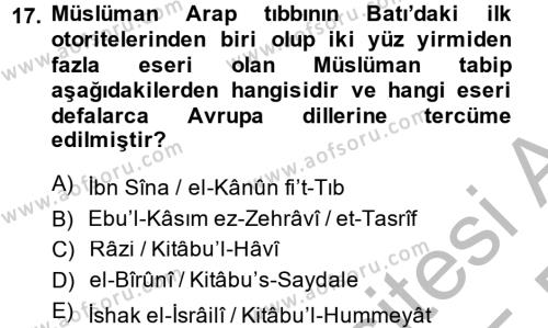 İslam Kurumları ve Medeniyeti Dersi 2014 - 2015 Yılı (Vize) Ara Sınavı 17. Soru