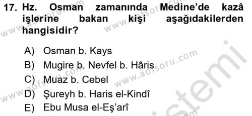 İslam Kurumları ve Medeniyeti Dersi 2018 - 2019 Yılı 3 Ders Sınavı 17. Soru