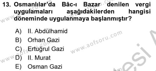 İslam Kurumları ve Medeniyeti Dersi 2018 - 2019 Yılı Yaz Okulu Sınavı 13. Soru