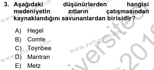 İslam Kurumları ve Medeniyeti Dersi 2018 - 2019 Yılı Yaz Okulu Sınavı 3. Soru