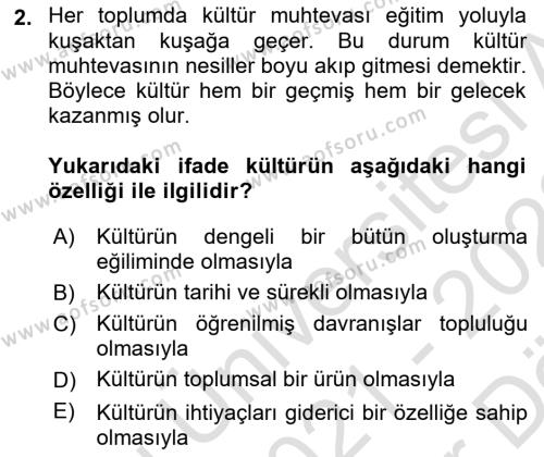 İslam Kurumları ve Medeniyeti Dersi 2021 - 2022 Yılı (Vize) Ara Sınavı 2. Soru