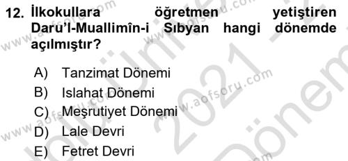 İslam Kurumları ve Medeniyeti Dersi 2021 - 2022 Yılı (Final) Dönem Sonu Sınavı 12. Soru