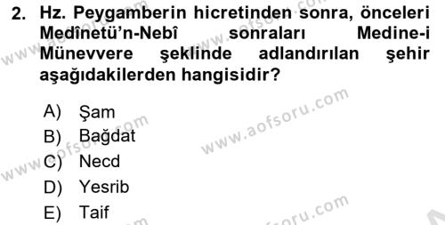 İslam Kurumları ve Medeniyeti Dersi 2021 - 2022 Yılı Yaz Okulu Sınavı 2. Soru