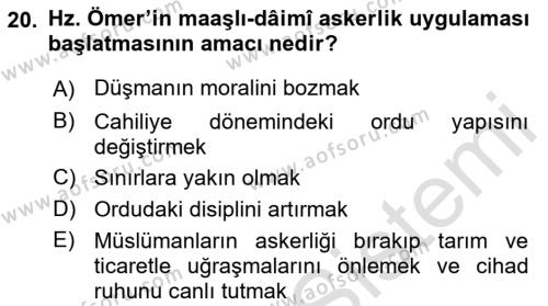 İslam Kurumları ve Medeniyeti Dersi 2021 - 2022 Yılı Yaz Okulu Sınavı 20. Soru