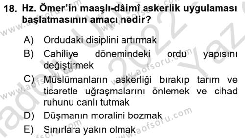 İslam Kurumları ve Medeniyeti Dersi 2022 - 2023 Yılı Yaz Okulu Sınavı 18. Soru