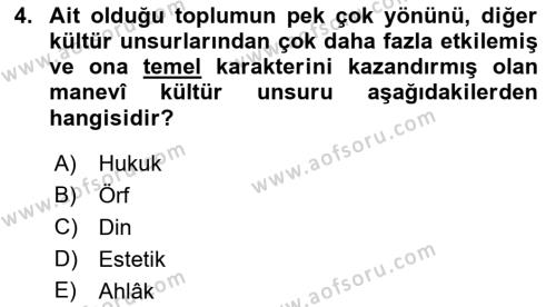 İslam Kurumları ve Medeniyeti Dersi 2022 - 2023 Yılı Yaz Okulu Sınavı 4. Soru