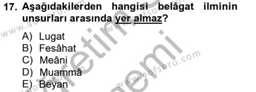 Türk İslam Edebiyatı Dersi 2012 - 2013 Yılı (Vize) Ara Sınavı 17. Soru