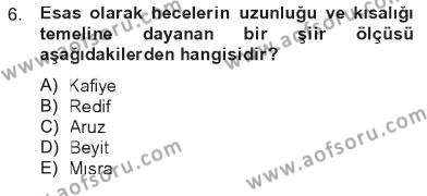 Türk İslam Edebiyatı Dersi 2012 - 2013 Yılı Tek Ders Sınavı 6. Soru