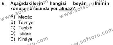 Türk İslam Edebiyatı Dersi 2012 - 2013 Yılı Tek Ders Sınavı 9. Soru