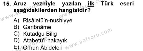 Türk İslam Edebiyatı Dersi 2013 - 2014 Yılı (Vize) Ara Sınavı 15. Soru