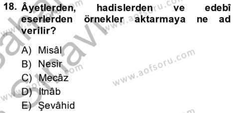 Türk İslam Edebiyatı Dersi 2013 - 2014 Yılı (Vize) Ara Sınavı 18. Soru