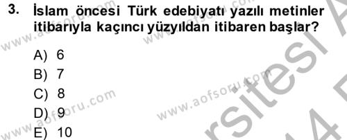 Türk İslam Edebiyatı Dersi 2013 - 2014 Yılı (Vize) Ara Sınavı 3. Soru