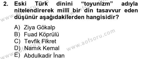 Türk İslam Edebiyatı Dersi 2013 - 2014 Yılı (Final) Dönem Sonu Sınavı 2. Soru