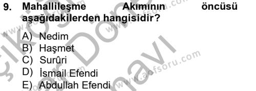 Türk İslam Edebiyatı Dersi 2013 - 2014 Yılı (Final) Dönem Sonu Sınavı 9. Soru