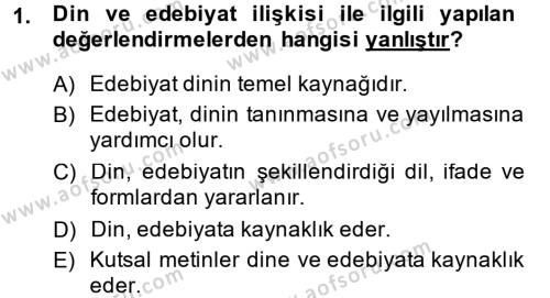 Türk İslam Edebiyatı Dersi 2014 - 2015 Yılı (Vize) Ara Sınavı 1. Soru