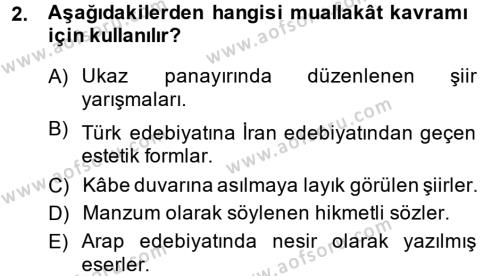 Türk İslam Edebiyatı Dersi 2014 - 2015 Yılı (Vize) Ara Sınavı 2. Soru
