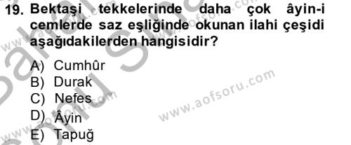 Türk İslam Edebiyatı Dersi 2014 - 2015 Yılı (Final) Dönem Sonu Sınavı 19. Soru