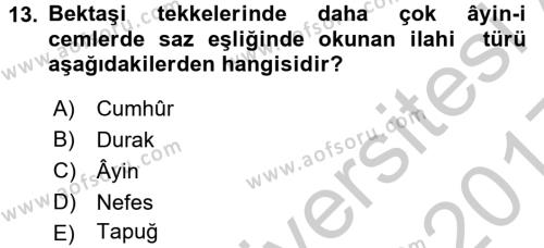 Türk İslam Edebiyatı Dersi 2016 - 2017 Yılı 3 Ders Sınavı 13. Soru