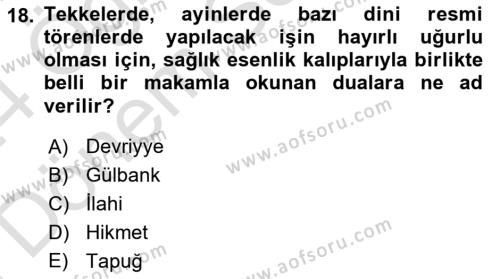 Türk İslam Edebiyatı Dersi 2023 - 2024 Yılı (Final) Dönem Sonu Sınavı 18. Soru