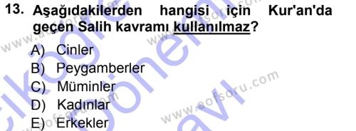 Tefsir Dersi 2012 - 2013 Yılı (Final) Dönem Sonu Sınavı 13. Soru
