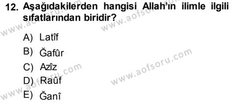 Tefsir Dersi 2013 - 2014 Yılı (Vize) Ara Sınavı 12. Soru