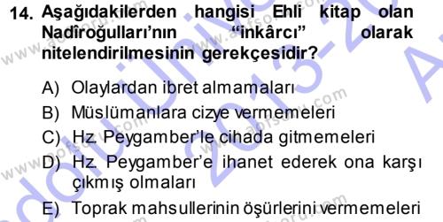 Tefsir Dersi 2013 - 2014 Yılı (Vize) Ara Sınavı 14. Soru