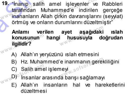 Tefsir Dersi 2013 - 2014 Yılı (Vize) Ara Sınavı 19. Soru