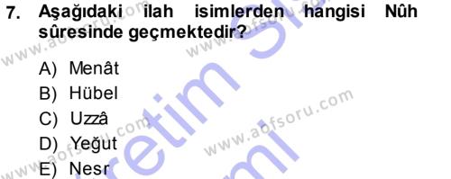 Tefsir Dersi 2013 - 2014 Yılı (Vize) Ara Sınavı 7. Soru