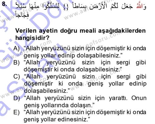 Tefsir Dersi 2013 - 2014 Yılı (Vize) Ara Sınavı 8. Soru