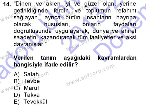 Tefsir Dersi 2013 - 2014 Yılı (Final) Dönem Sonu Sınavı 14. Soru