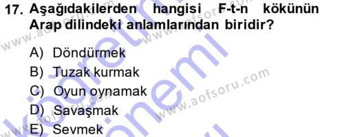 Tefsir Dersi 2013 - 2014 Yılı (Final) Dönem Sonu Sınavı 17. Soru