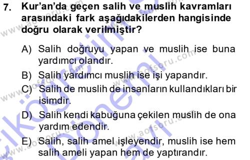 Tefsir Dersi 2013 - 2014 Yılı (Final) Dönem Sonu Sınavı 7. Soru