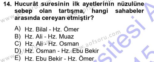 Tefsir Dersi 2014 - 2015 Yılı (Vize) Ara Sınavı 14. Soru