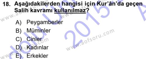 Tefsir Dersi 2015 - 2016 Yılı (Vize) Ara Sınavı 18. Soru