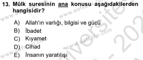 Tefsir Dersi 2022 - 2023 Yılı (Vize) Ara Sınavı 13. Soru
