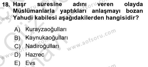 Tefsir Dersi 2022 - 2023 Yılı (Vize) Ara Sınavı 18. Soru