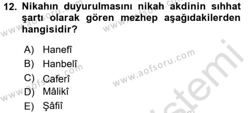 Günümüz Fıkıh Problemleri Dersi 2016 - 2017 Yılı (Vize) Ara Sınavı 12. Soru