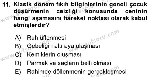 Günümüz Fıkıh Problemleri Dersi 2020 - 2021 Yılı Yaz Okulu Sınavı 11. Soru