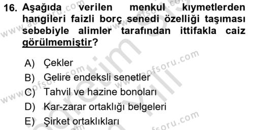 Günümüz Fıkıh Problemleri Dersi 2020 - 2021 Yılı Yaz Okulu Sınavı 16. Soru