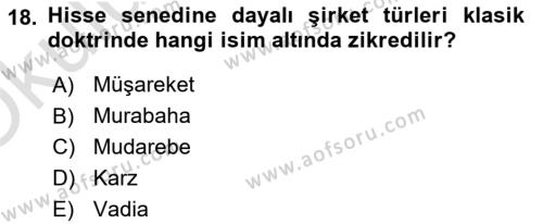 Günümüz Fıkıh Problemleri Dersi 2020 - 2021 Yılı Yaz Okulu Sınavı 18. Soru