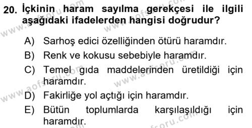 Günümüz Fıkıh Problemleri Dersi 2020 - 2021 Yılı Yaz Okulu Sınavı 20. Soru