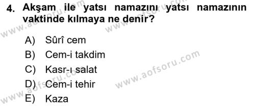 Günümüz Fıkıh Problemleri Dersi 2020 - 2021 Yılı Yaz Okulu Sınavı 4. Soru