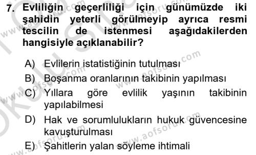 Günümüz Fıkıh Problemleri Dersi 2020 - 2021 Yılı Yaz Okulu Sınavı 7. Soru