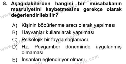 Günümüz Fıkıh Problemleri Dersi 2020 - 2021 Yılı Yaz Okulu Sınavı 8. Soru