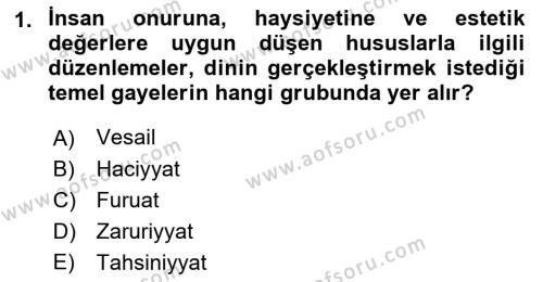 Günümüz Fıkıh Problemleri Dersi 2021 - 2022 Yılı (Final) Dönem Sonu Sınavı 1. Soru