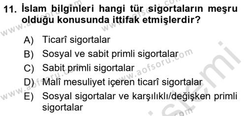 Günümüz Fıkıh Problemleri Dersi 2021 - 2022 Yılı (Final) Dönem Sonu Sınavı 11. Soru