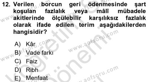 Günümüz Fıkıh Problemleri Dersi 2021 - 2022 Yılı (Final) Dönem Sonu Sınavı 12. Soru