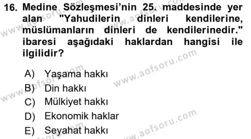 Günümüz Fıkıh Problemleri Dersi 2021 - 2022 Yılı (Final) Dönem Sonu Sınavı 16. Soru